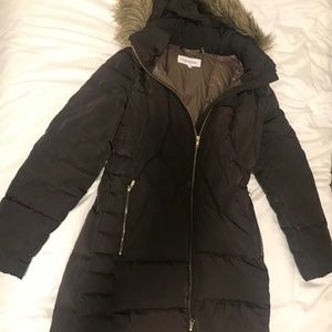 Calvin Klein Brown Female Long Parka Coat - Size Small (Price: 40)